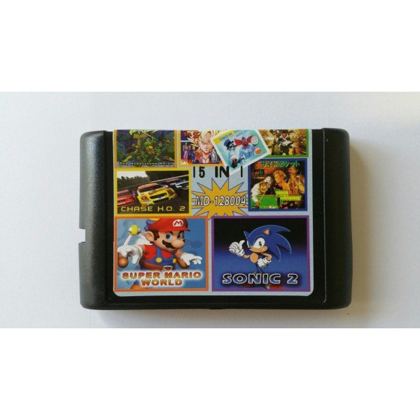 15 IN 1 SONIC 2, DRAGON BALL Z,MARIO,DOUBLE DRAGON SEGA MEGADRIVE NEW